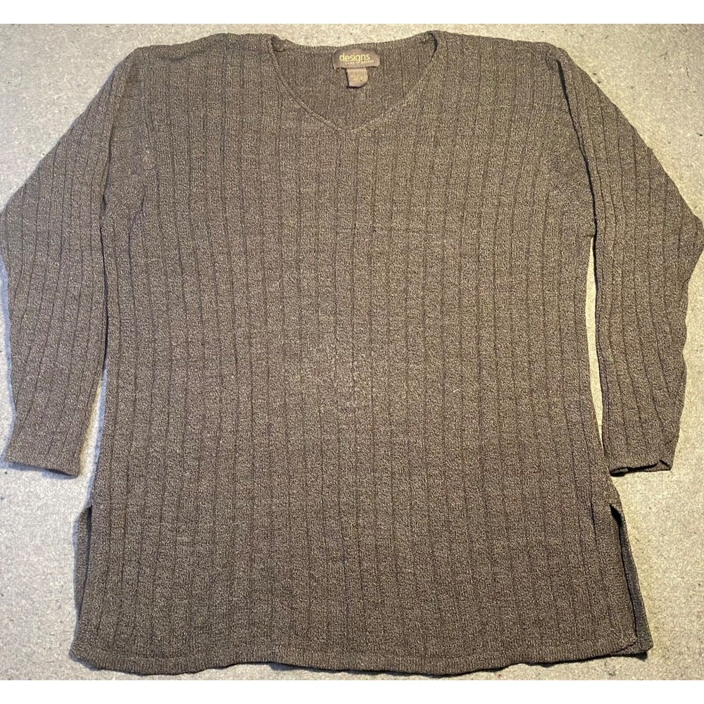 LANE BRYANT DESIGNS 14/16 Knit sweater‎ GRAY Pull Over LONG SLEEVE women